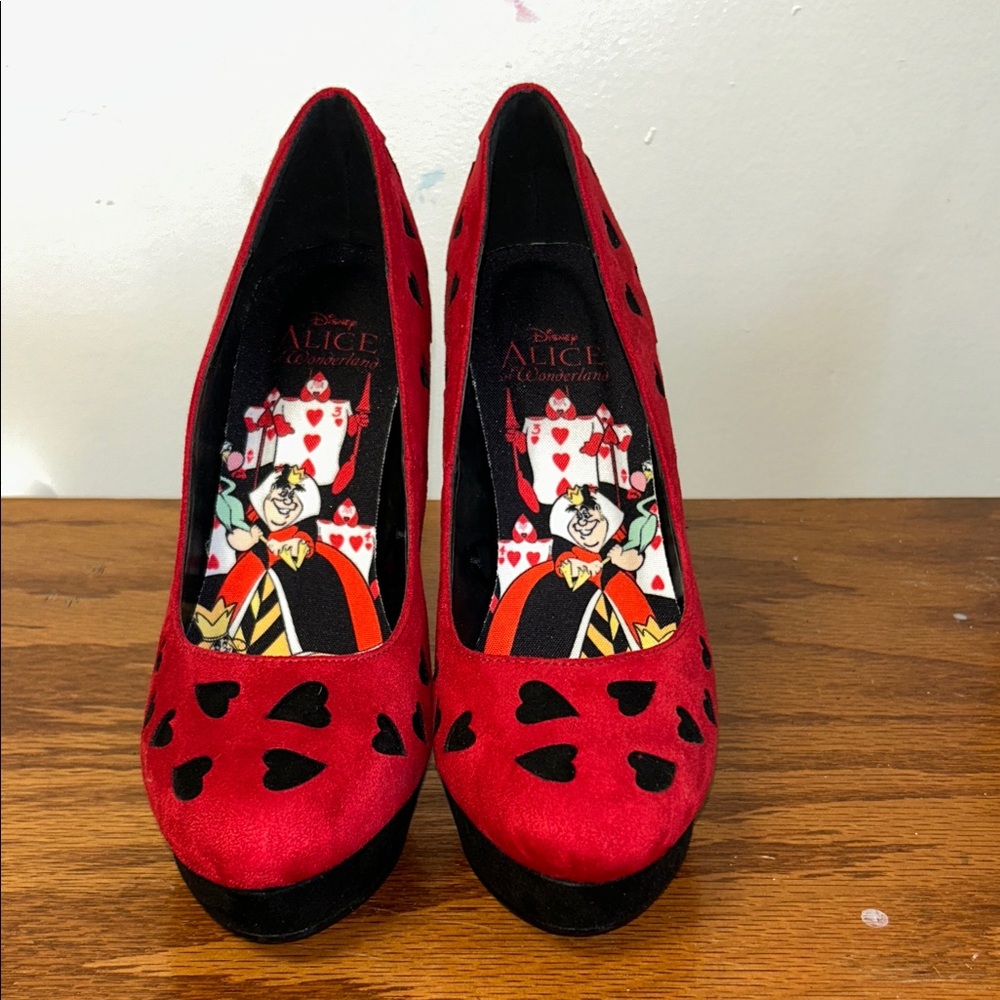 Disney Red Heels with Black Heart Details